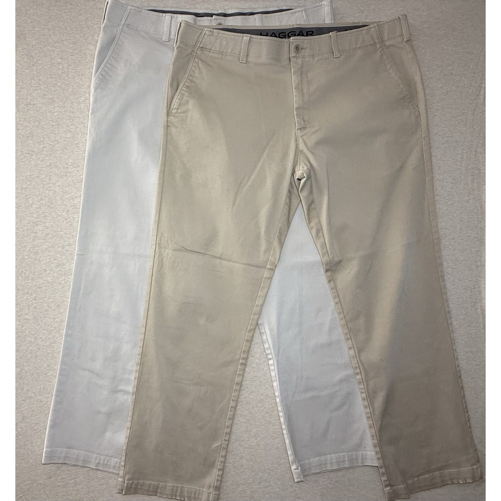 Hagger Men's 40x32 In Motion Casual Slacks Bundle Beige And Sand Color